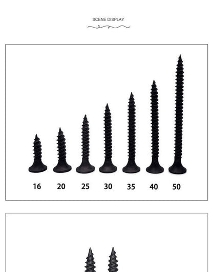 50Pcs M3.5 High-Strength Screw Drywall Screw Self-Tapping Screw Woodworking Lengthened Hardened Black Plasterboard Cross Screw