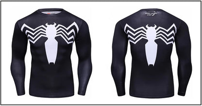 Superhero Punisher Long Sleeve Sport T Shirt Workout 3D Compression Quick Dry Training Men's Running Gym Fitness Top Rashgard