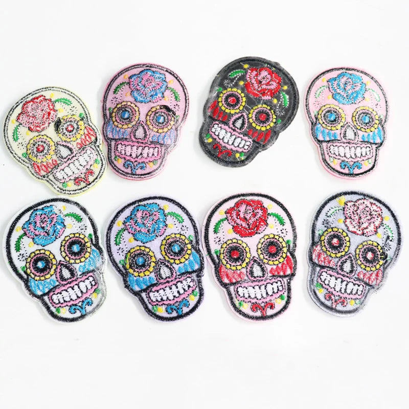 6pcs mixed random  Patches Unicorn  Skull iron on Embroidered Clothing Halloween patch For garment  sewing accessories  supplies
