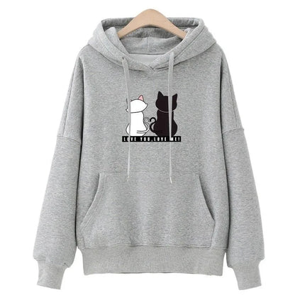 2022 Streetwear Hoodies Women Sweatshirt Autumn Spring Long Sleeve Harajuku Cute Cat Print Female Casual Pullover sudadera mujer