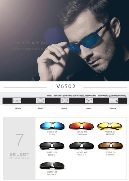 VEITHDIA Aluminum Magnesium Men's Polarized VU400 Sun Glasses Night Vision Mirror Male Eyewear Sunglasses Goggle Oculos  6502