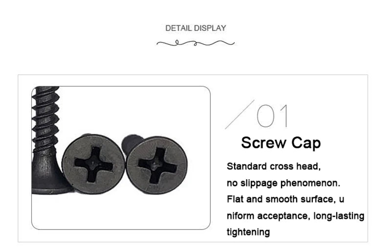 50Pcs M3.5 High-Strength Screw Drywall Screw Self-Tapping Screw Woodworking Lengthened Hardened Black Plasterboard Cross Screw