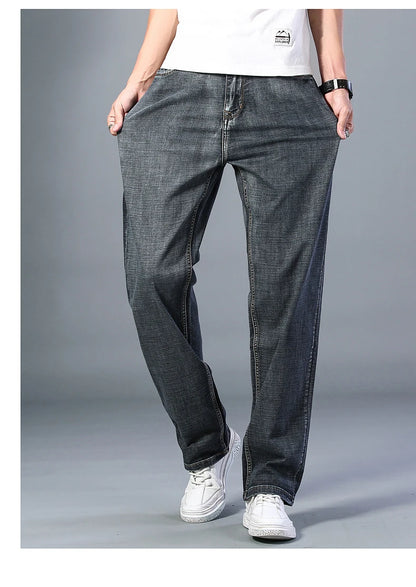 Men's Thin Straight-leg Loose Jeans Summer New Classic Style Advanced Stretch Loose Pants 7 Colors Available Size 35 42