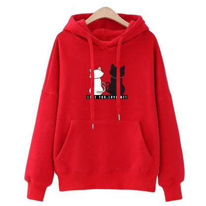 2022 Streetwear Hoodies Women Sweatshirt Autumn Spring Long Sleeve Harajuku Cute Cat Print Female Casual Pullover sudadera mujer