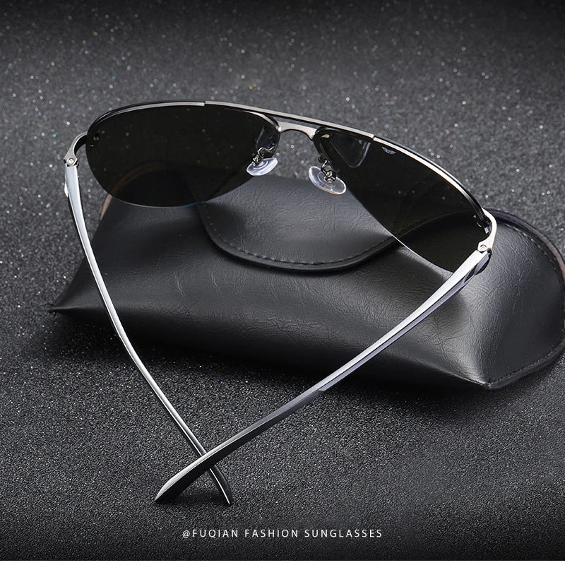 Fashion Rimless Pilot Polarized Sunglasses Men Women High Quality Aluminum Magnesium Sun Glasses Male Classic Driving Shades