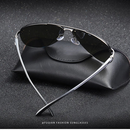 Fashion Rimless Pilot Polarized Sunglasses Men Women High Quality Aluminum Magnesium Sun Glasses Male Classic Driving Shades