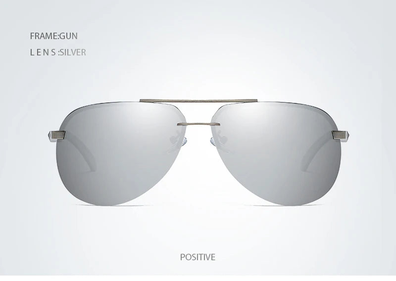 Fashion Rimless Pilot Polarized Sunglasses Men Women High Quality Aluminum Magnesium Sun Glasses Male Classic Driving Shades