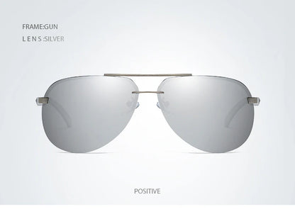 Fashion Rimless Pilot Polarized Sunglasses Men Women High Quality Aluminum Magnesium Sun Glasses Male Classic Driving Shades