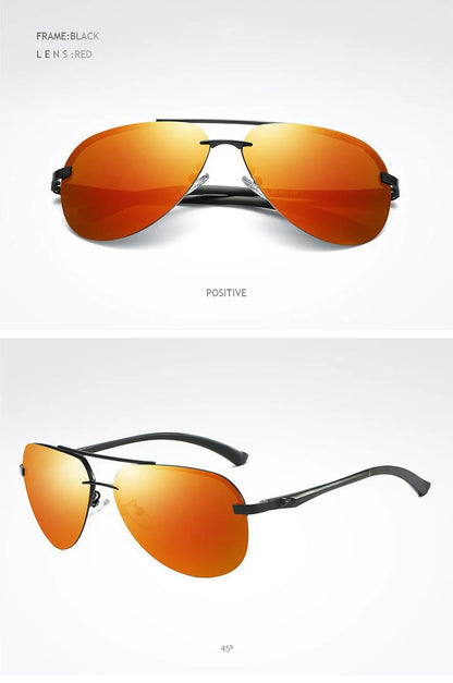 Fashion Rimless Pilot Polarized Sunglasses Men Women High Quality Aluminum Magnesium Sun Glasses Male Classic Driving Shades