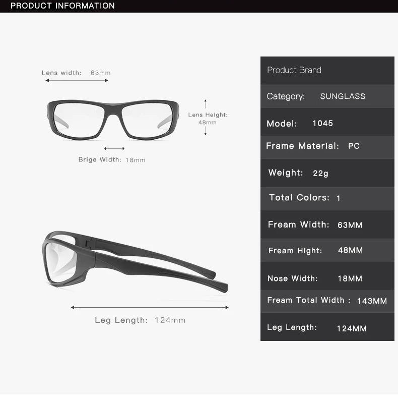 HOOLDW Polarized Photochromic Sunglasses Men Outdoor Sports Chameleon Sun glasses Driving Goggles Glasses Change Color Eyewear