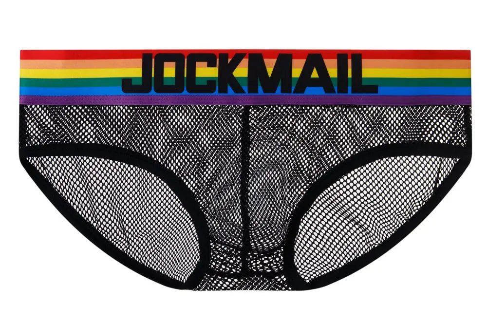 Jockmail Sexy Men's Underwear Briefs Cotton Low Rise Underpant Net yarn Lace , Breathable Summer Shorts calzoncillos hombre slip