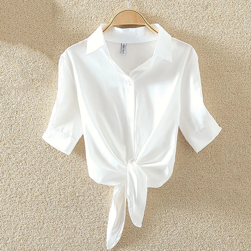 100% Cotton Womens Blouse Shirt White Summer Blouses Shirts Holiday Loose Short Sleeve Casual Tops And Blouses Women Blusas New