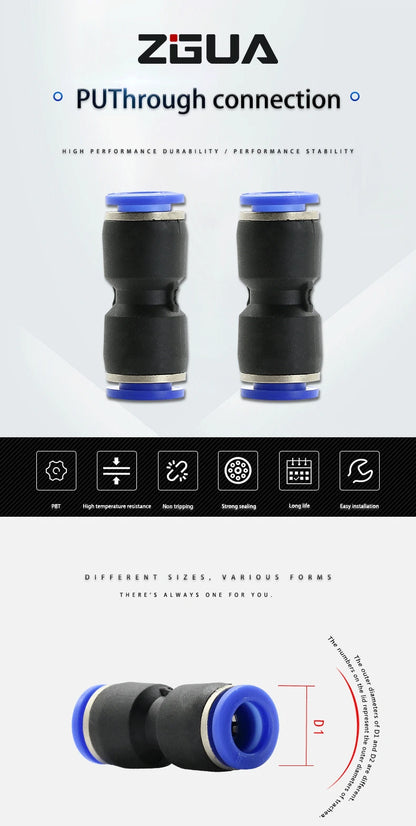 Pneumatic Fittings Fitting Plastic Connector PU PG 4mm 6mmTo 8mm 10mm Air Water Hose Tube Push in Straight Gas Quick Connectors