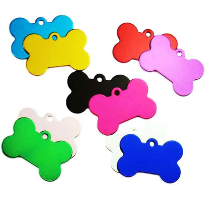 Wholesale 100Pcs Dog ID Tags Laser Engraving Bone Tags Name Plate Personalized Customized Name ID Tags Dogs Pendant Pet Tag