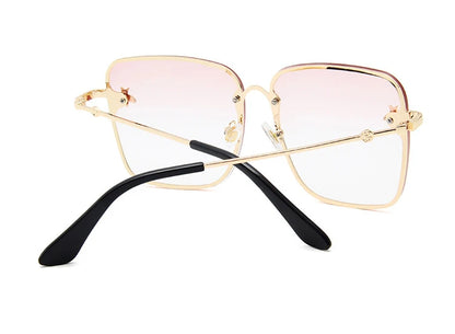 TOYEARN 2024 New Fashion Lady Oversized Rimless Square Sunglasses Women Small Bee Glasses Gradient Sun Glasses For Female  UV400