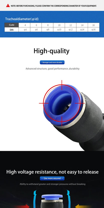 Pneumatic Fittings Fitting Plastic Connector PU PG 4mm 6mmTo 8mm 10mm Air Water Hose Tube Push in Straight Gas Quick Connectors