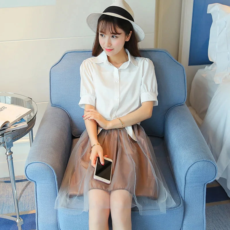 100% Cotton Womens Blouse Shirt White Summer Blouses Shirts Holiday Loose Short Sleeve Casual Tops And Blouses Women Blusas New