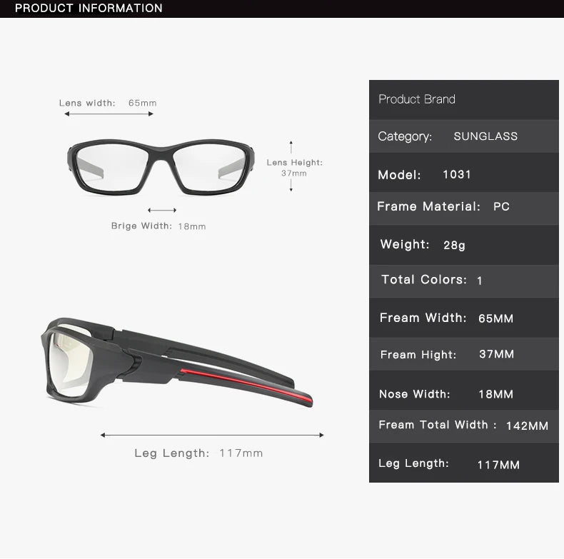 HOOLDW Polarized Photochromic Sunglasses Men Outdoor Sports Chameleon Sun glasses Driving Goggles Glasses Change Color Eyewear