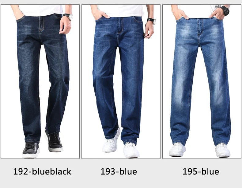 Men's Thin Straight-leg Loose Jeans Summer New Classic Style Advanced Stretch Loose Pants 7 Colors Available Size 35 42