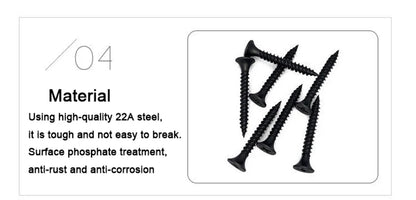50Pcs M3.5 High-Strength Screw Drywall Screw Self-Tapping Screw Woodworking Lengthened Hardened Black Plasterboard Cross Screw