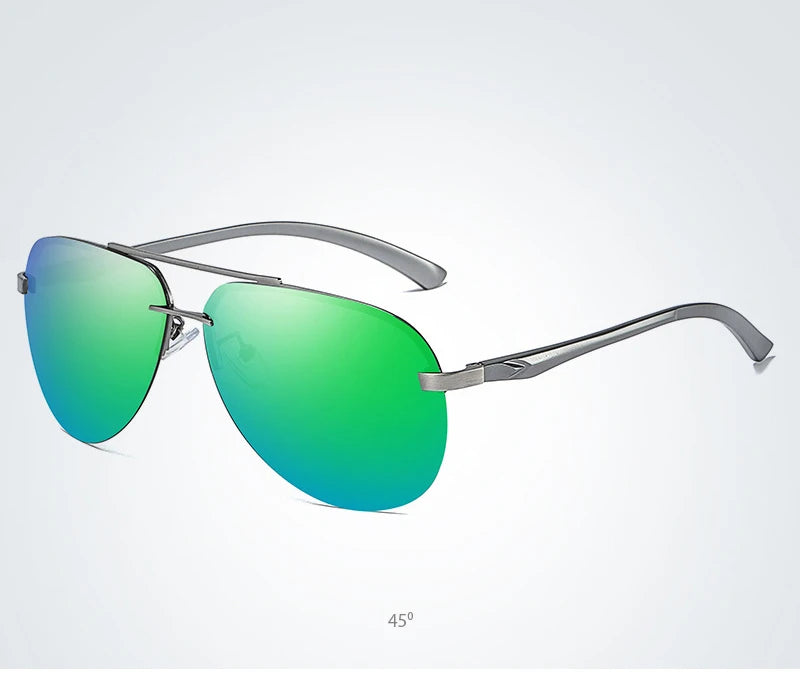 Fashion Rimless Pilot Polarized Sunglasses Men Women High Quality Aluminum Magnesium Sun Glasses Male Classic Driving Shades