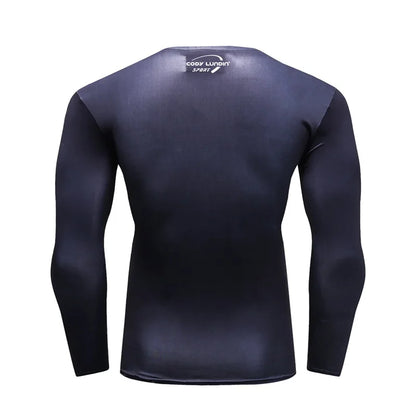 Superhero Punisher Long Sleeve Sport T Shirt Workout 3D Compression Quick Dry Training Men's Running Gym Fitness Top Rashgard