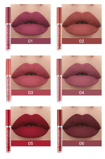 HANDAIYAN Gift 6PC/Set Matte Velvet Lip Gloss Waterproof Long-lasting Liquid Lipstick Cosmetic Beauty Keep 24 Hours Makeup