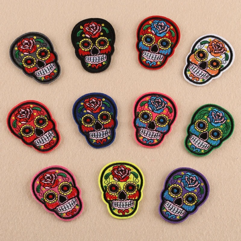 6pcs mixed random  Patches Unicorn  Skull iron on Embroidered Clothing Halloween patch For garment  sewing accessories  supplies