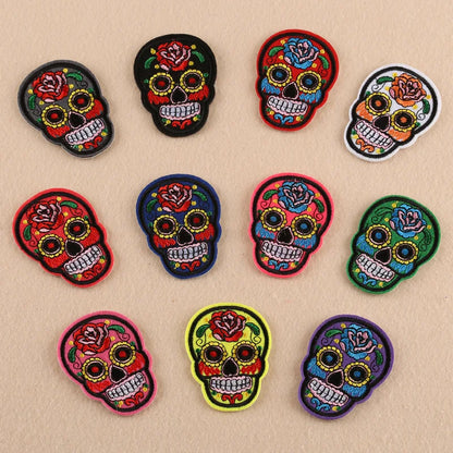 6pcs mixed random  Patches Unicorn  Skull iron on Embroidered Clothing Halloween patch For garment  sewing accessories  supplies