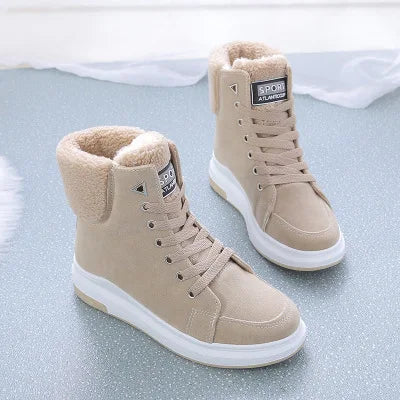 Women Shoes Fashion Botas Mujer 2021 Winter Warm Ankle Short Boots Female Footwear Lace Up Flat Platform Casual Ladies Shoes New