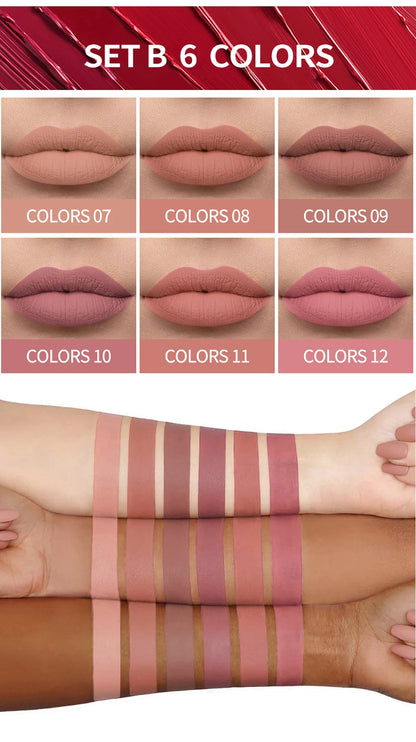 HANDAIYAN Gift 6PC/Set Matte Velvet Lip Gloss Waterproof Long-lasting Liquid Lipstick Cosmetic Beauty Keep 24 Hours Makeup
