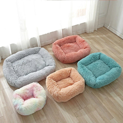 Wholesale Breathable Square Dog Beds Kennel Winter Thickening Warm Dog Mat Cats Nest Soft Long Plush Dog Basket Pet Cushion