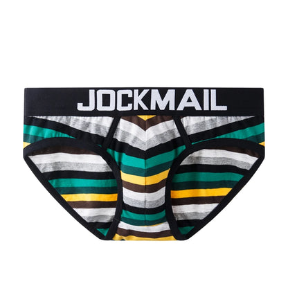 Jockmail Sexy Men's Underwear Briefs Cotton Low Rise Underpant Net yarn Lace , Breathable Summer Shorts calzoncillos hombre slip