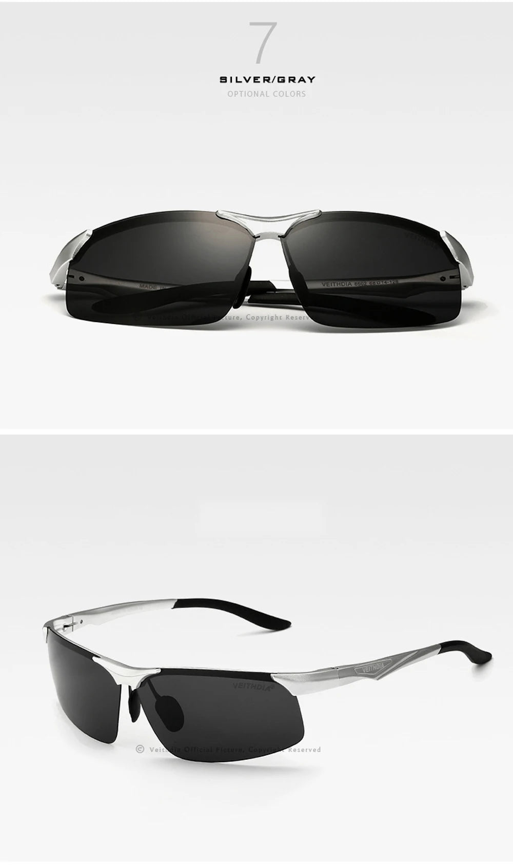 VEITHDIA Aluminum Magnesium Men's Polarized VU400 Sun Glasses Night Vision Mirror Male Eyewear Sunglasses Goggle Oculos  6502