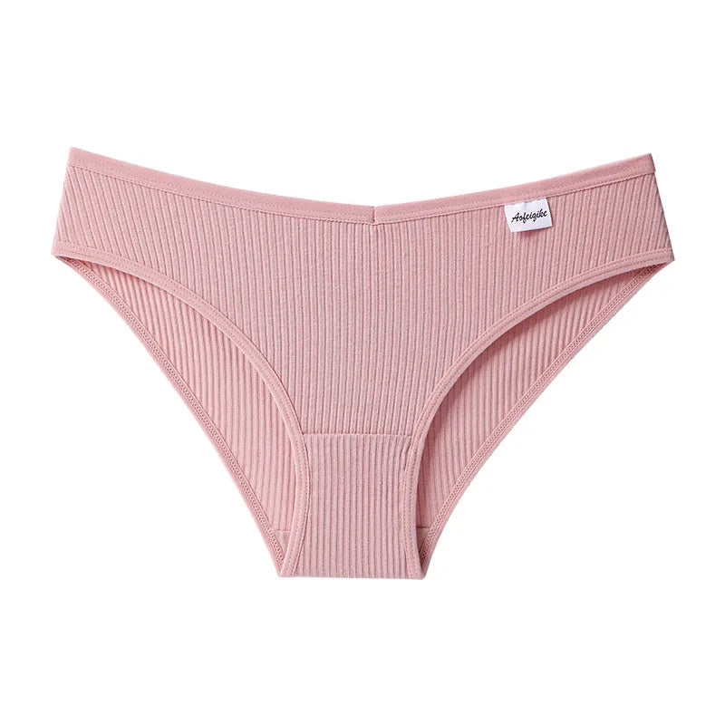 Striped Women's Panties Soild Women's Underwear Ladies Underpants Sexy V Panty Cotton Lingerie Female Soft Underpants S-XXL 1PCS