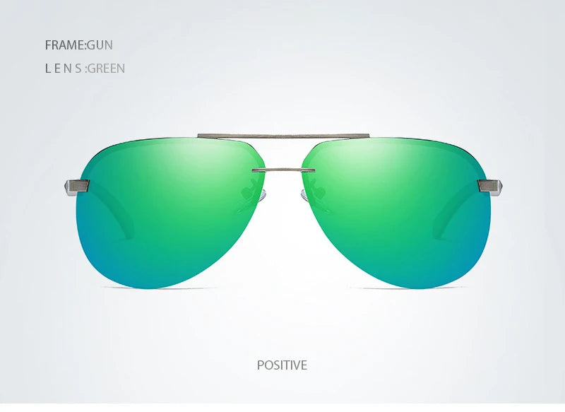Fashion Rimless Pilot Polarized Sunglasses Men Women High Quality Aluminum Magnesium Sun Glasses Male Classic Driving Shades