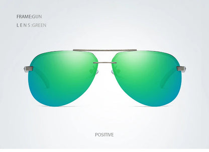 Fashion Rimless Pilot Polarized Sunglasses Men Women High Quality Aluminum Magnesium Sun Glasses Male Classic Driving Shades