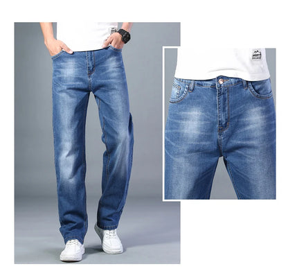 Men's Thin Straight-leg Loose Jeans Summer New Classic Style Advanced Stretch Loose Pants 7 Colors Available Size 35 42