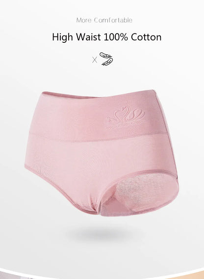 4Pcs Women's Panties High Waist Underwear Plus Size Female Lingerie Breathable Cotton Briefs Grils Underpants Sexy Ladies Panty