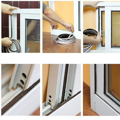 3Meters/5Meters Brush Strip Self Adhesive Door Window Sealing Strip Home Door Window Sound Insulation Wind-proof Strip Gasket