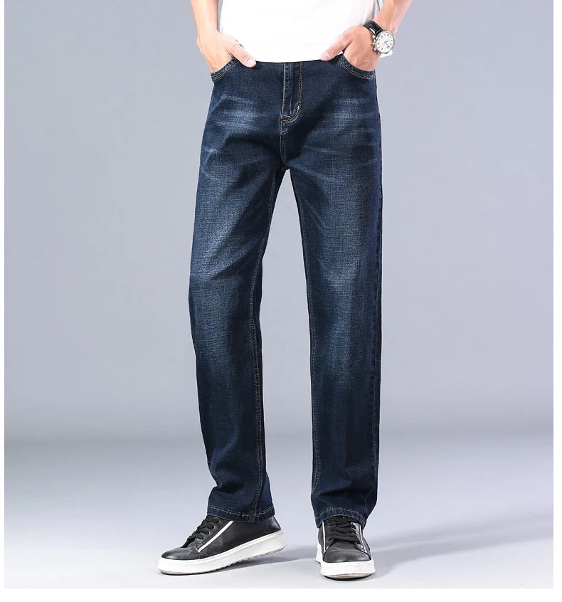 Men's Thin Straight-leg Loose Jeans Summer New Classic Style Advanced Stretch Loose Pants 7 Colors Available Size 35 42