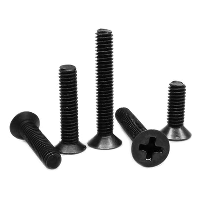 500/750/1500pcs M1.4 M1.6 M2 M2.5 M3 Black Steel Small Phillips Cross Flat Countersunk Head Screw Bolt Nut Set Assortment Kit