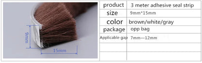 3Meters/5Meters Brush Strip Self Adhesive Door Window Sealing Strip Home Door Window Sound Insulation Wind-proof Strip Gasket