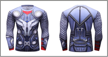 Superhero Punisher Long Sleeve Sport T Shirt Workout 3D Compression Quick Dry Training Men's Running Gym Fitness Top Rashgard