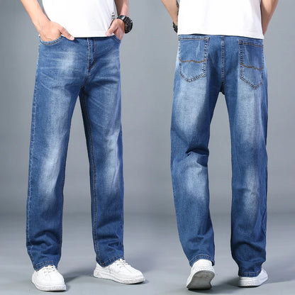 Men's Thin Straight-leg Loose Jeans Summer New Classic Style Advanced Stretch Loose Pants 7 Colors Available Size 35 42
