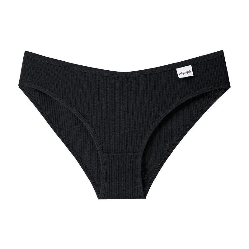Striped Women's Panties Soild Women's Underwear Ladies Underpants Sexy V Panty Cotton Lingerie Female Soft Underpants S-XXL 1PCS