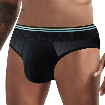Jockmail Sexy Men's Underwear Briefs Cotton Low Rise Underpant Net yarn Lace , Breathable Summer Shorts calzoncillos hombre slip