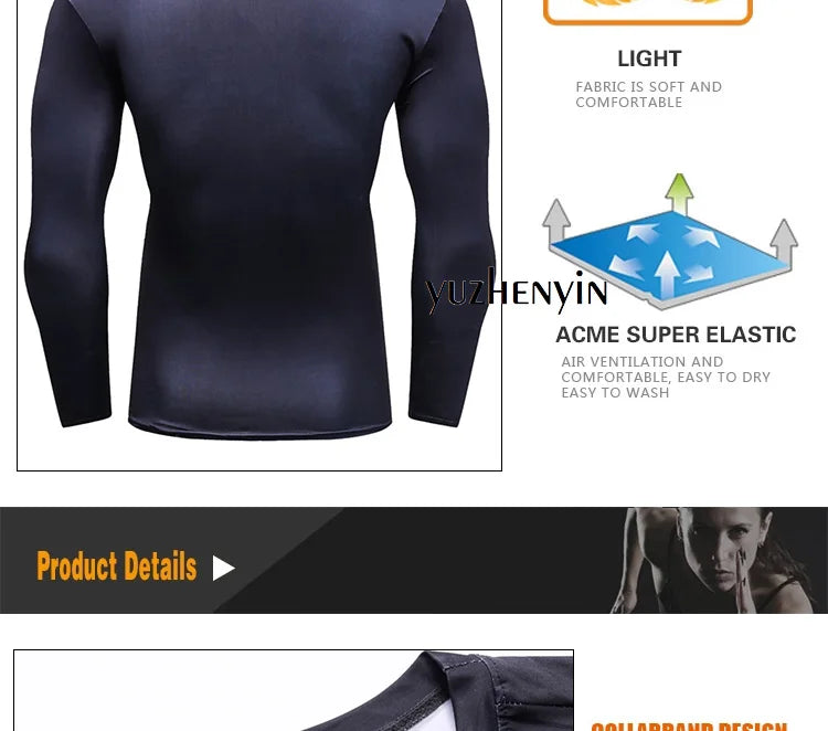Superhero Punisher Long Sleeve Sport T Shirt Workout 3D Compression Quick Dry Training Men's Running Gym Fitness Top Rashgard