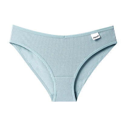 Striped Women's Panties Soild Women's Underwear Ladies Underpants Sexy V Panty Cotton Lingerie Female Soft Underpants S-XXL 1PCS