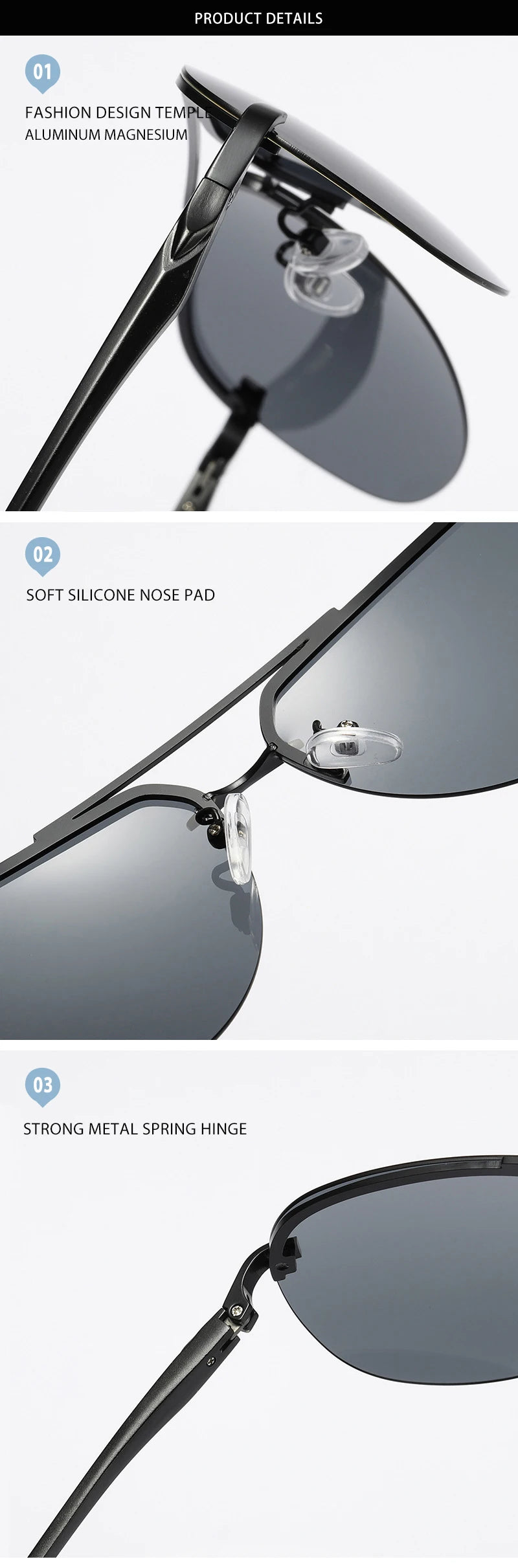 Fashion Rimless Pilot Polarized Sunglasses Men Women High Quality Aluminum Magnesium Sun Glasses Male Classic Driving Shades